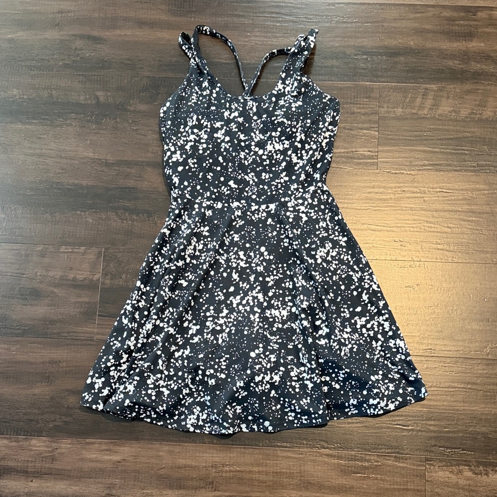 Fabletics Black and White Floral Mini Dress with Shorts